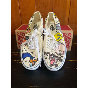 Men's Vans Looney Tunes Sneakers Size 8 Beige Blue